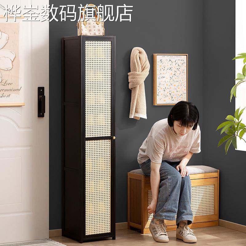 桦崟入户鞋柜多层家用门口外楼道超窄单门小户型极窄高立式28cm宽鞋架摆件饰品床笠拉车
