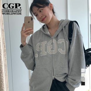 拉链连帽卫衣CGP情侣上衣外套 男女同款 CODEGRAPHY 韩系春秋新款
