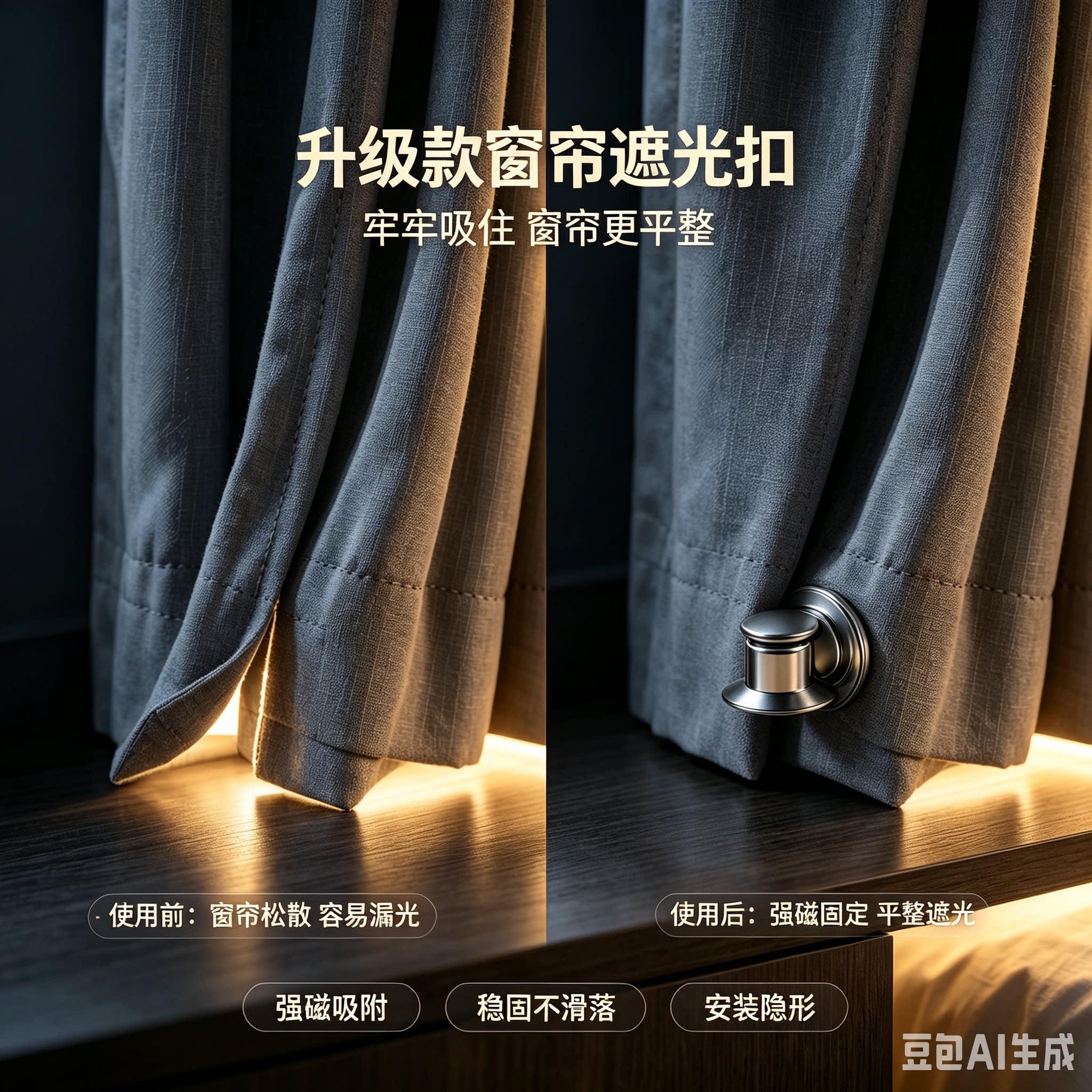 不锈钢双面磁吸免钉防漏光扣
