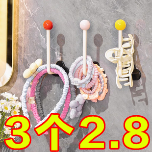壁挂首饰发饰发夹皮筋头绳挂钩 卫生间发圈发箍发绳收纳架墙上新款