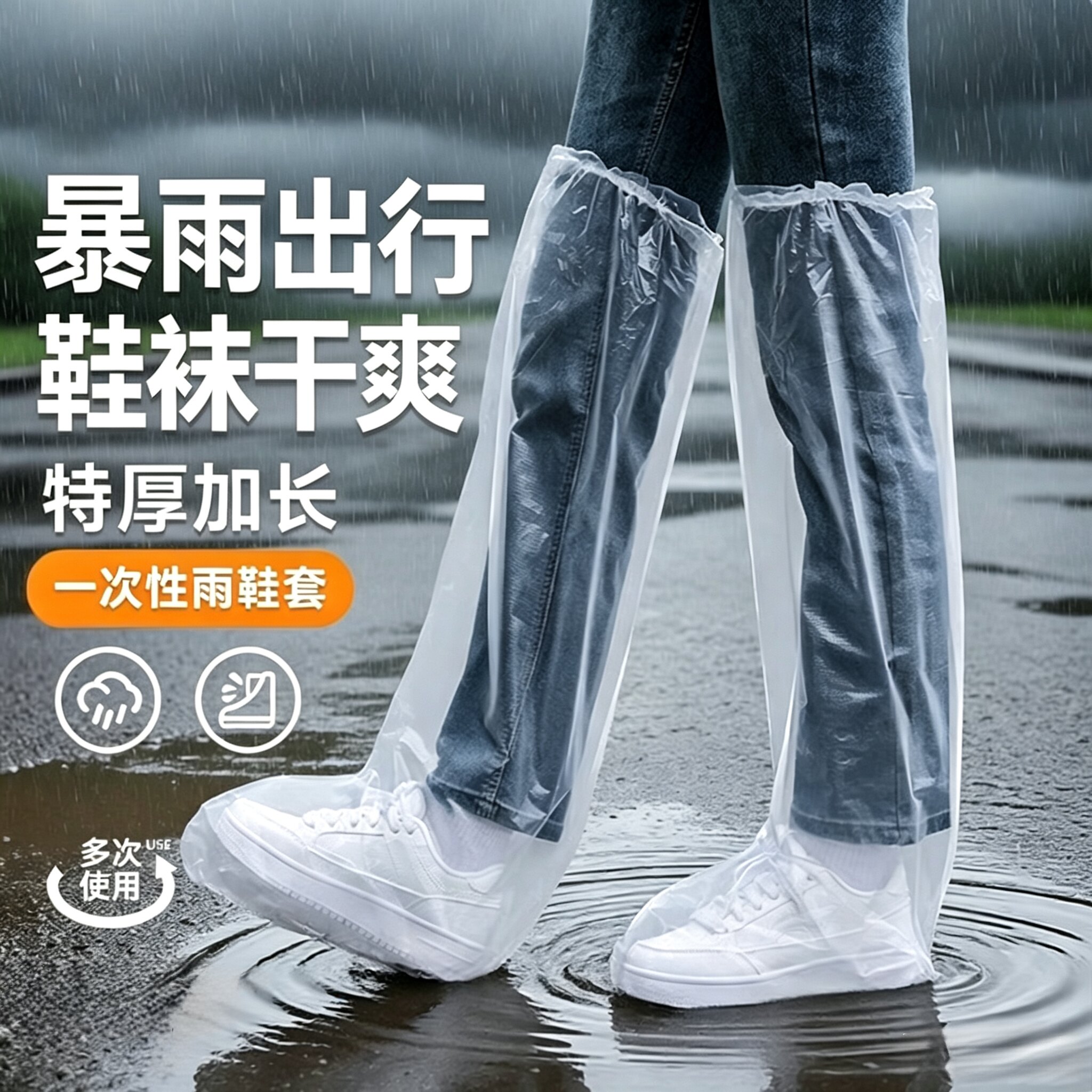 一次性雨鞋鞋套下雨天防水防滑透明塑料室外加厚户外隔离脚套防雨