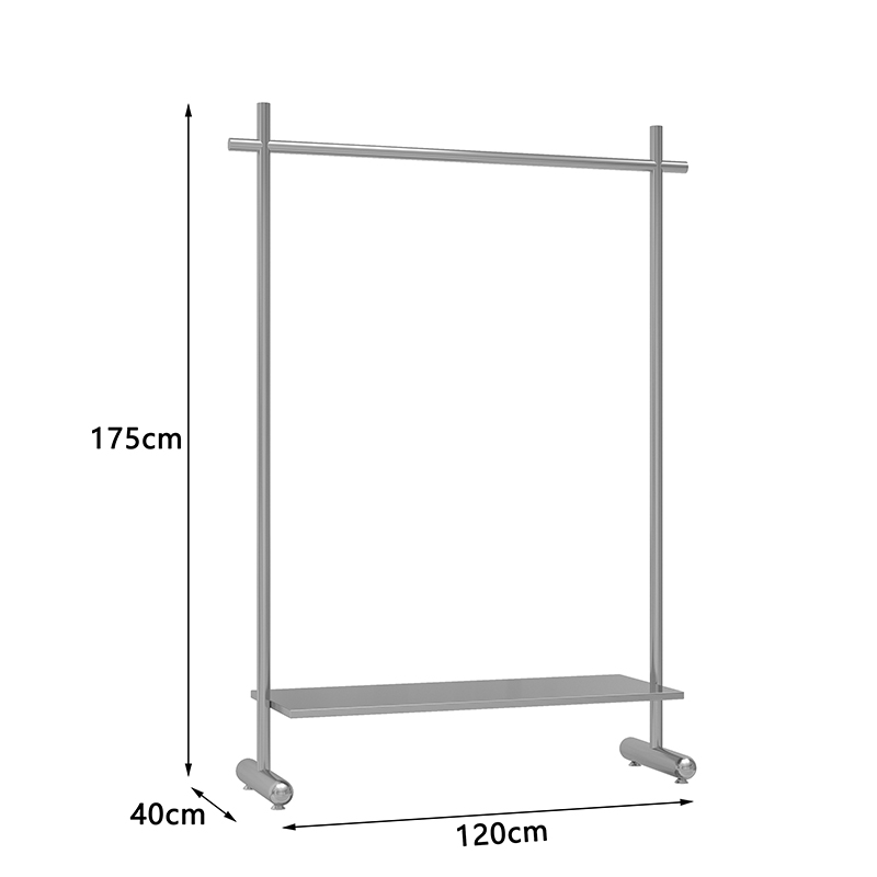 服装店展示架女装店专用落地式不锈钢银色挂衣服架子现代陈列货架