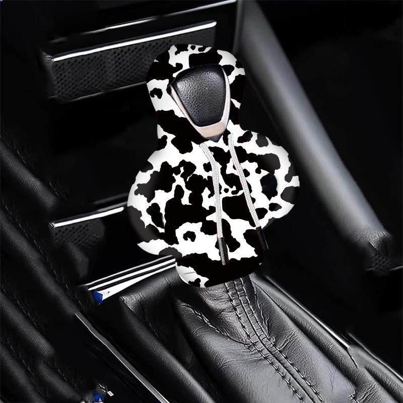 跨境创意设计汽车档把套豹纹牛奶款小卫衣汽车档位套汽车用品车内