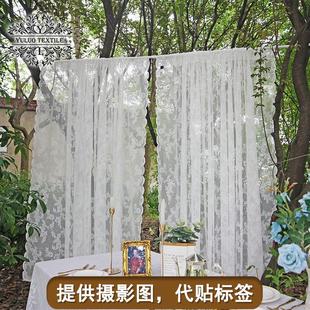 蕾丝窗纱纱帘成品提花纱法式 田园白纱窗帘门帘飘窗卧室 韩式 美式