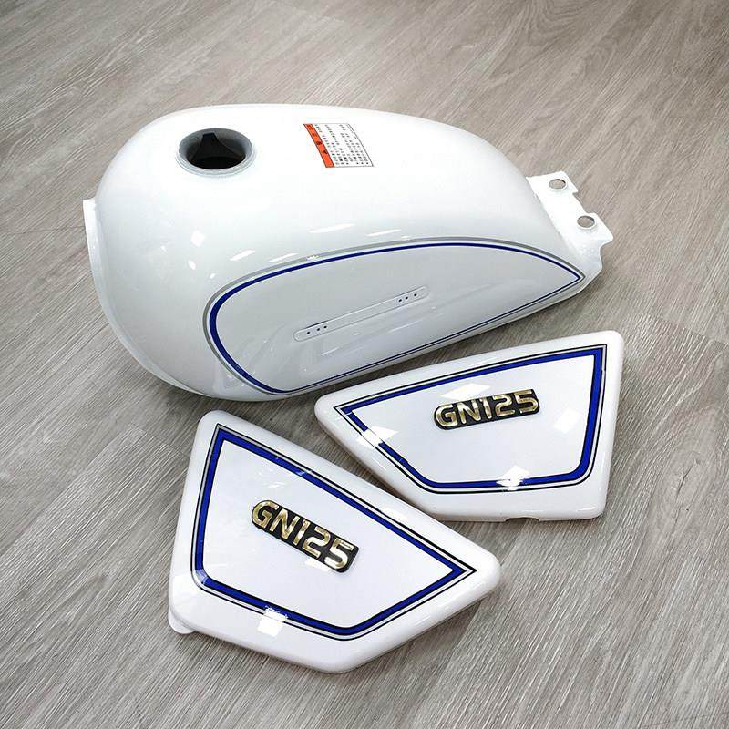 笨史丁牌摩托车白色油箱GN125HJ125-8国产小太子白色油壶边盖鸡翼
