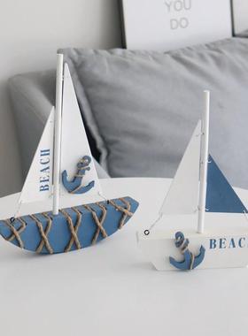地中海风格创意家居装饰摆设木船摆件模型一帆风顺小摆件手工艺船