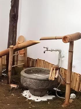 惊鹿流水循环摆件纯手工艺日式庭院户外鱼池太阳能竹排钵缸过滤器