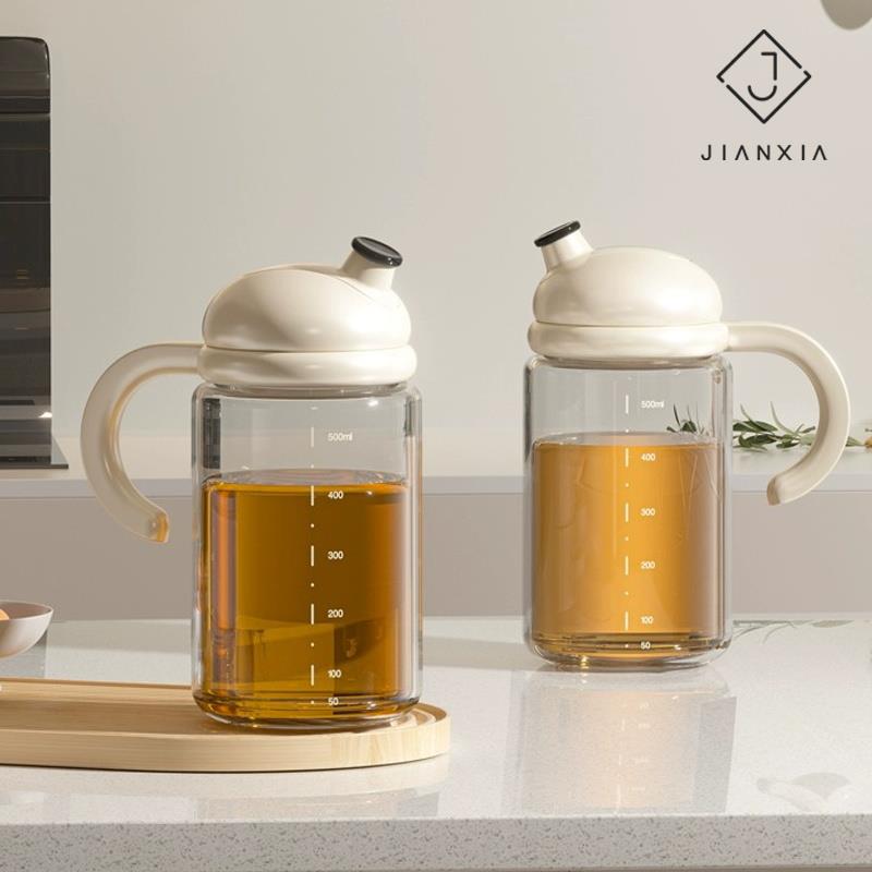 建厦油壶高硼硅玻璃调味罐家用厨房酱油醋调味瓶带刻度防漏油罐