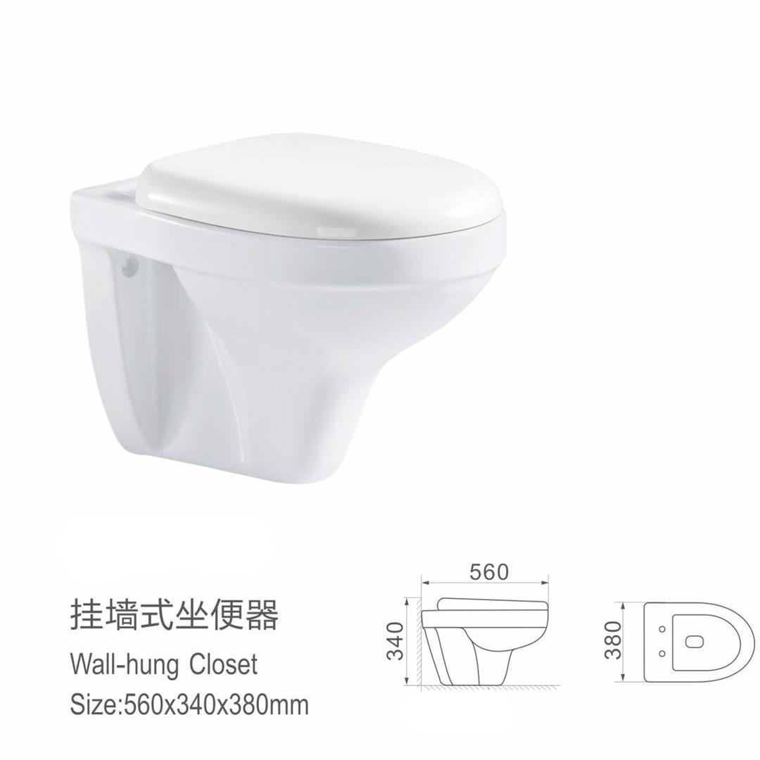 船用挂壁式马桶，简易小空间挂式坐便器，墙排后排座便器