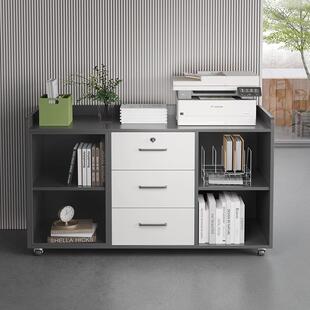 办公室打印机柜文件柜办公区边柜边柜茶水矮柜玻璃门可移动落地柜