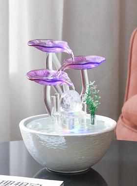 中式循环流水摆件陶瓷喷泉风水招财乔迁新家居客厅电视柜装饰礼品