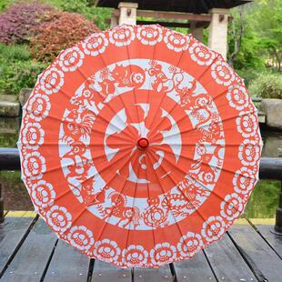 82cm民族风油纸伞剪纸工艺舞蹈演出道具用伞 东北秧歌装饰伞