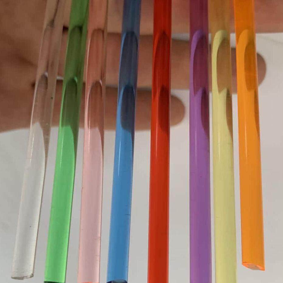 透明有机玻璃棒 渐变彩色亚克力棒 半圆棒 方棒三角棒 彩色导光棒