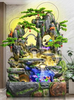 大型落地假山流水摆件循环水喷泉客厅玄关开业招财风水轮装饰景观