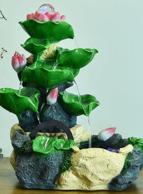 新中式荷花流水招财喷泉摆件客厅桌面循环水景装饰开业乔迁送礼