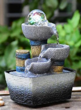 风水轮循环流水生财摆件办公室桌面创意小喷泉加湿器家居装饰送礼