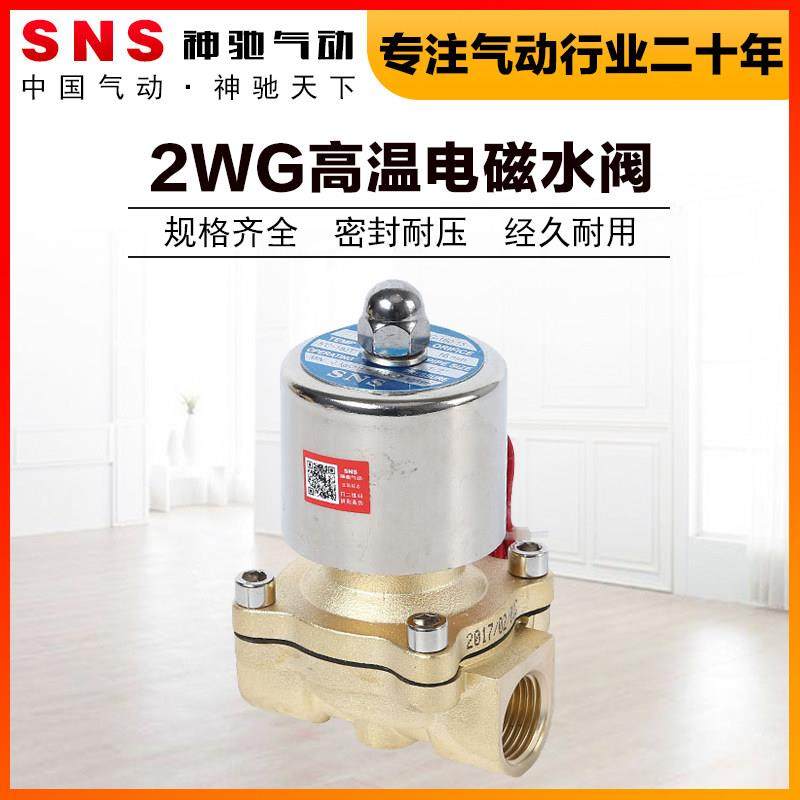 SNS神驰气动2WG常闭电磁阀水阀AC220V气阀DC24二口二位二通蒸汽阀