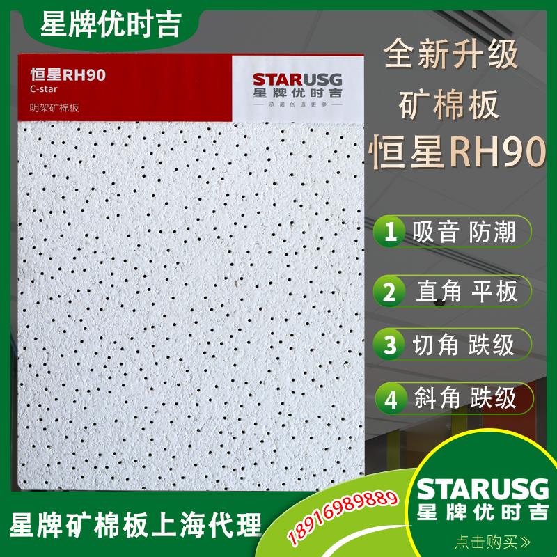 星牌优时吉矿棉板600x600恒星防潮RH90针孔吸音板办公室吊顶装饰