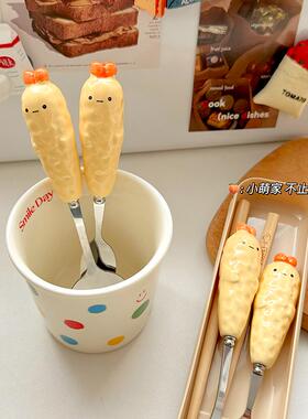 黄色小鸡筷子勺子套装不锈钢学生一人用儿童叉子餐具可携式收纳盒