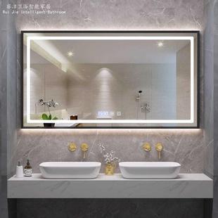 智能浴室镜带框防雾卫生间镜子挂墙式 触摸屏led灯镜洗手间卫浴镜