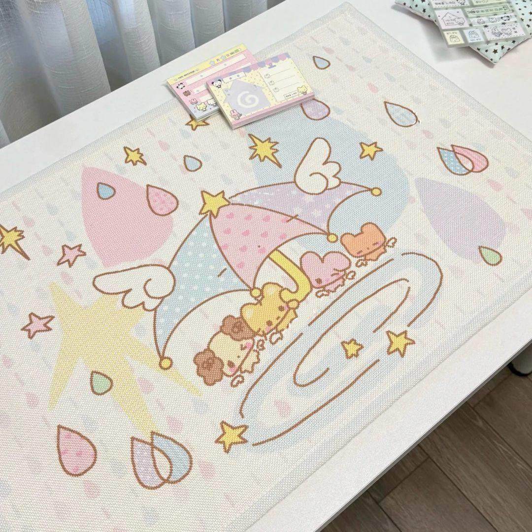 彩色雨伞ins风新款日系古早棉麻桌垫手账背景桌面桌布宿舍防烫垫,居家布艺,办公桌垫,淘宝优惠券,粉丝福利购,淘宝优惠卷