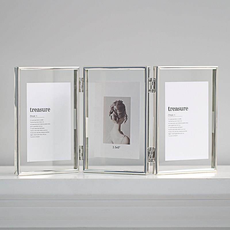 双面透明三折组合桌金属亚克力相框6英寸7英寸8英寸玻璃相册