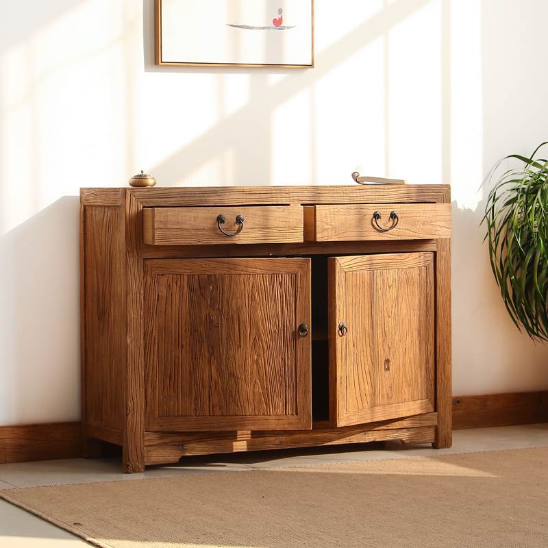 老榆木餐边柜实木风化门板家用客厅鞋柜边柜收纳柜阳台储物柜定制