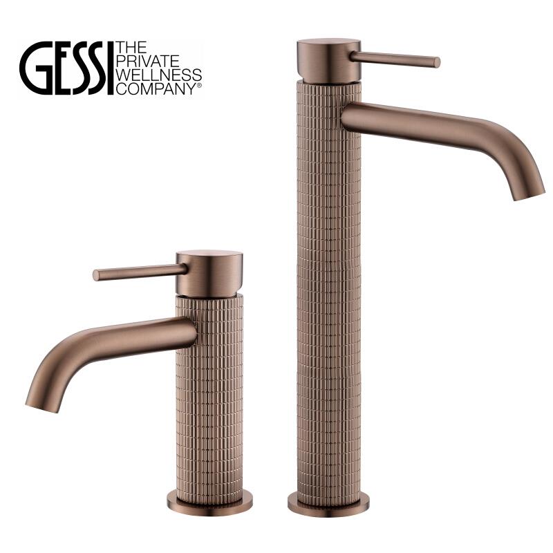 gessi meccanica洗手盆水龙头54202 54209单孔冷热台上下盆拉丝金