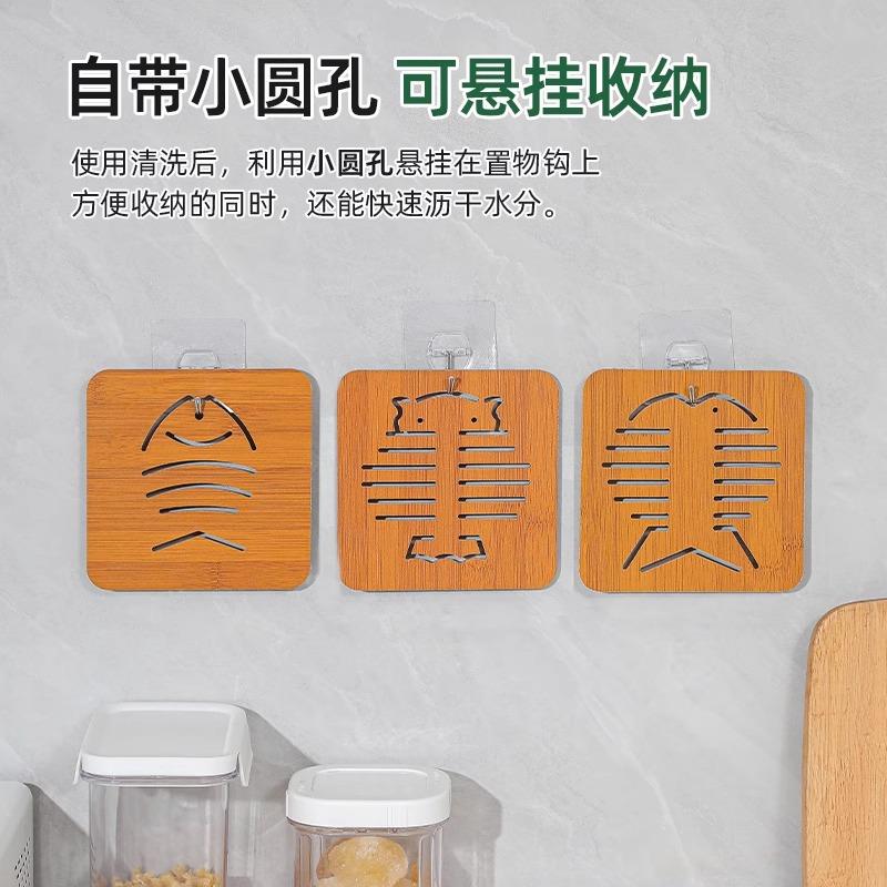 加厚大号隔热垫餐桌垫竹垫碗垫木制镂空餐垫厨房防烫垫碗盘垫通