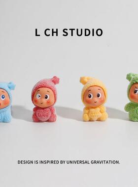 个性创意萌粒植绒小星星人治愈系情绪稳定神器桌面装饰品车载摆件