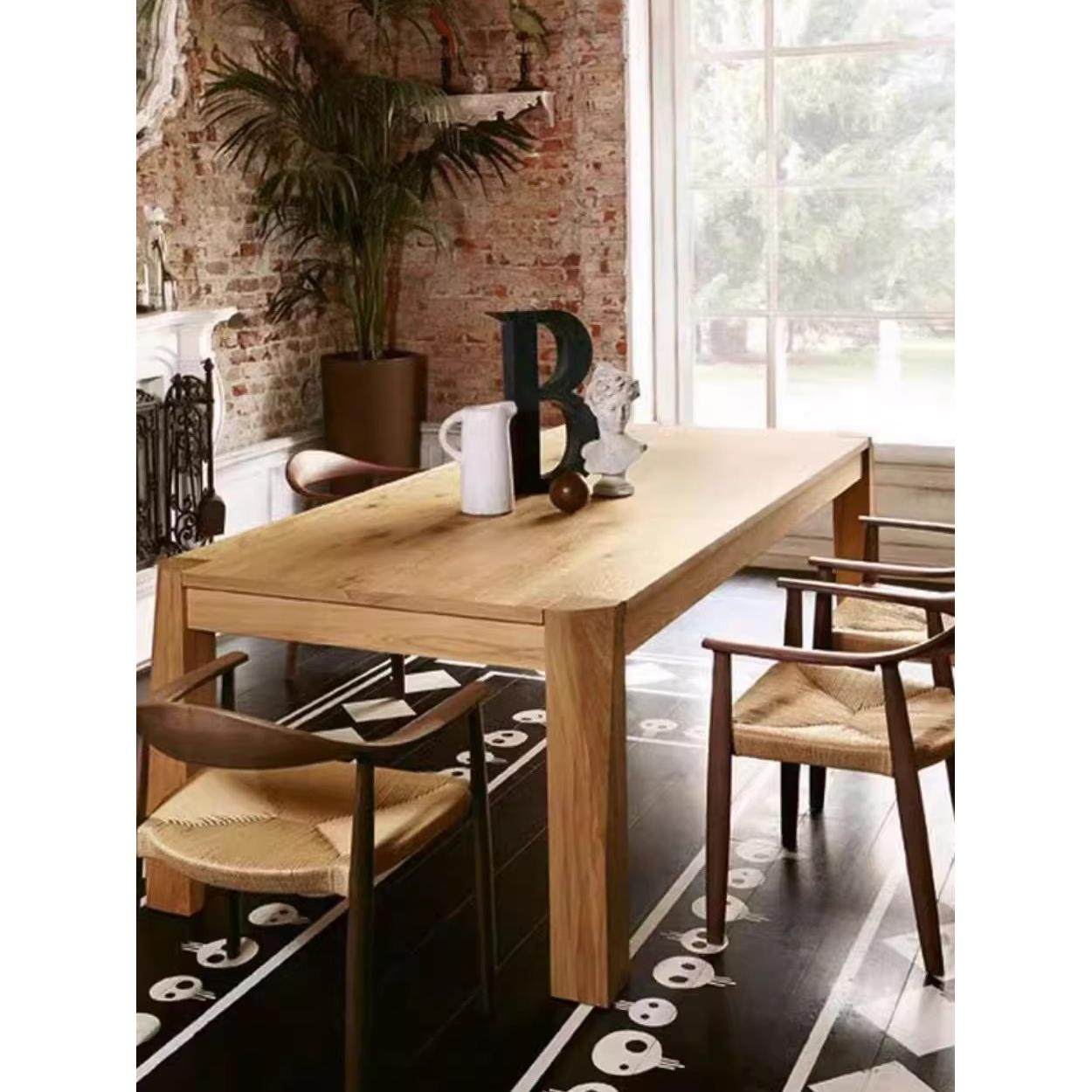 美式覆古全实木餐桌民宿饭桌会议桌咖啡酒吧办公桌长桌工作台书桌