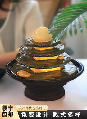 现代简约时尚桌面流水喷泉摆件开业风水招财乔迁新居家居办公礼品