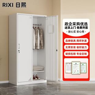 钢制二门更衣柜学校宿舍挂衣柜带锁存包储物柜办公室多门换衣柜子