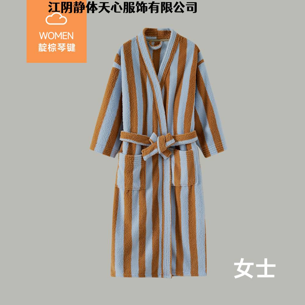 江阴静体天心和服领浴袍酒店纯棉浴袍男女通用居家保暖吸水加厚