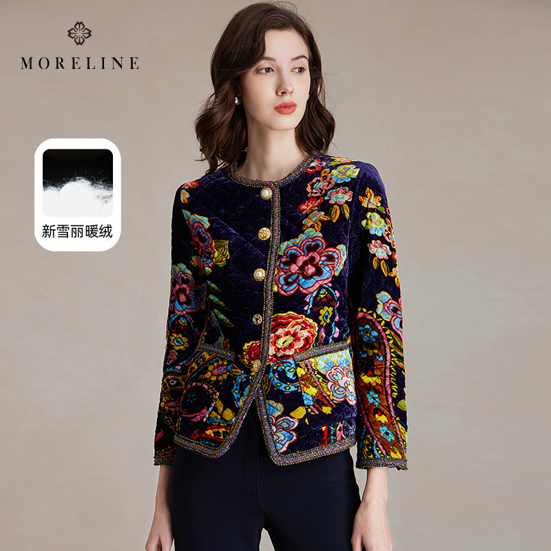 沐兰商场同款轻奢腰果花棉服女冬显瘦小香风棉衣棉袄外套,女装/女士精品,棉衣/棉服,淘宝优惠券,粉丝福利购,淘宝优惠卷