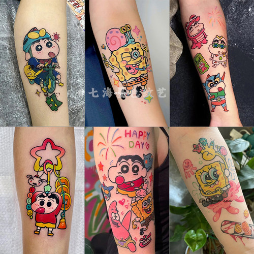 可爱卡通蜡笔小新彩色纹身贴纸