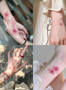 高颜值桃花纹身贴防水女持久手腕