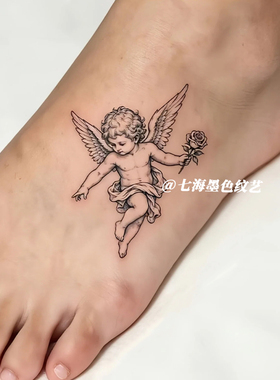 珍妮同款脚踝上的天使草本纹身贴