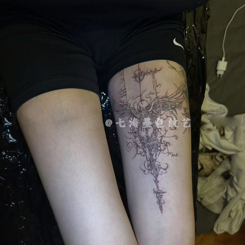 thumbnail for Trendy Western hot girl arm and thigh artificial tattoo stickers herbal semi-permanent juice non-reflective stickers for women