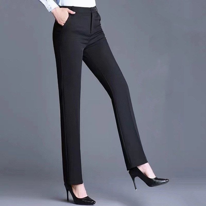 新款西装裤女春秋高腰直筒弹力
