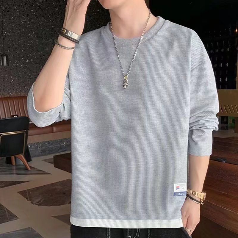 假两件长袖T恤男士春秋季设计感