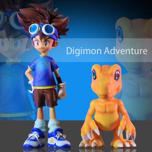 七龙珠八神太一与亚古兽暴龙搭档动漫角色人偶手办雕像模型摆件