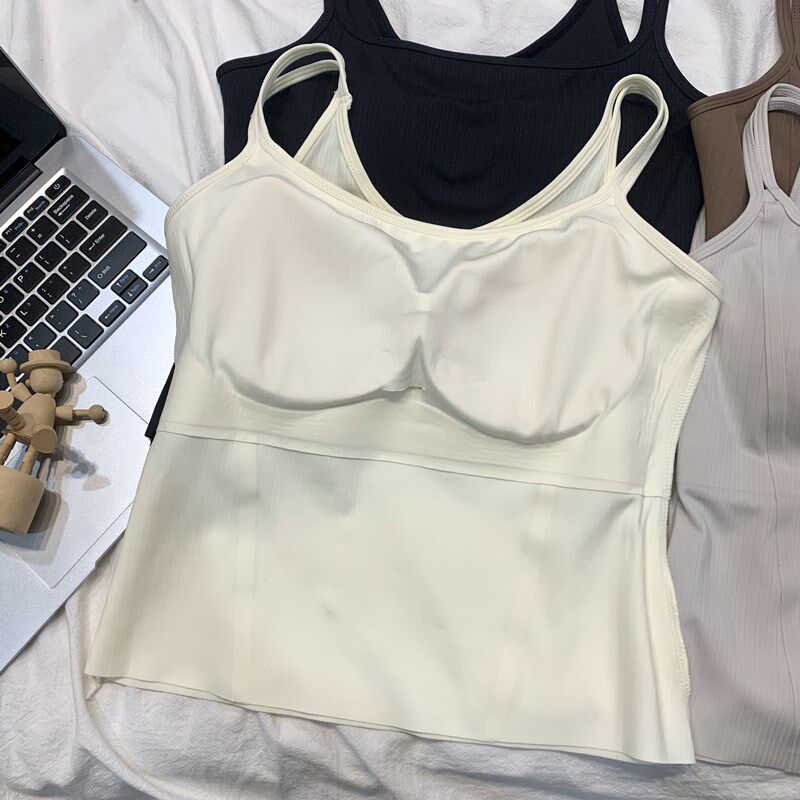 外扩型吊带内衣女小胸显大一体文胸美背内搭夏季厚无痕凉感背心式