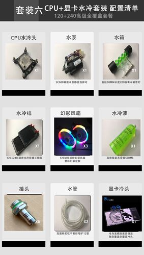 水冷散热器 CPU 显卡 北桥 水冷头 水泵 水箱 冷排 电脑水冷套装