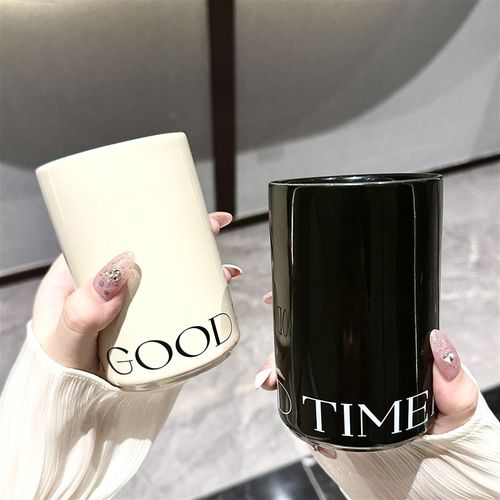 陶瓷高颜值刷牙杯子洗漱杯家用漱口杯套装情侣一对牙刷牙缸奶油风