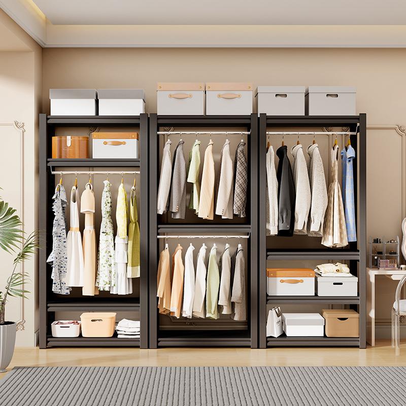 简易货架衣柜开放式可调节组装落地多层铁艺简约钢制储物收纳架