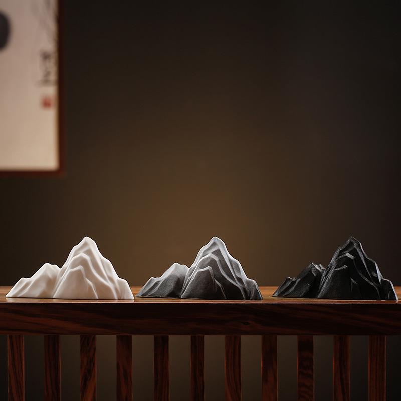 假山造景茶宠摆件精品 山水鱼缸流水喷泉造景 仿真雪山高山小盆景