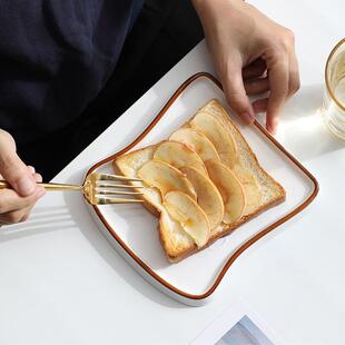 盘子简约陶瓷小面包盘创意吐司盘家用点心甜品盘蛋糕碟 亚马逊欧式