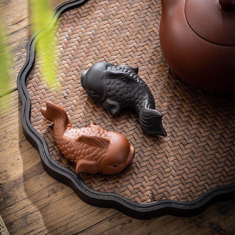 年年有鱼紫砂可爱鱼茶宠摆件精品可养个性茶玩茶桌茶台茶具配件