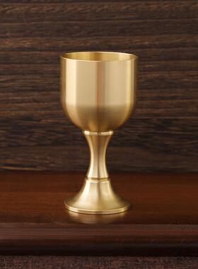 黄铜高脚酒杯铜杯子酒宴小酒杯茶供水杯圣水杯酒具装饰摆件
